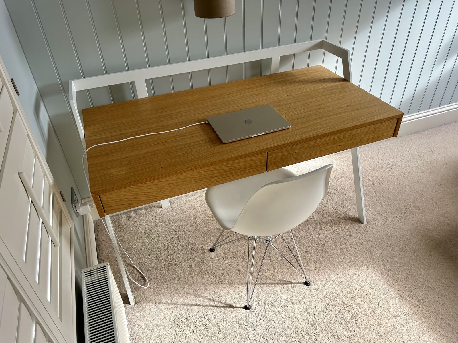 Bontempi Zac Desk Oak And White Painted Metal Contemporary photo for sale