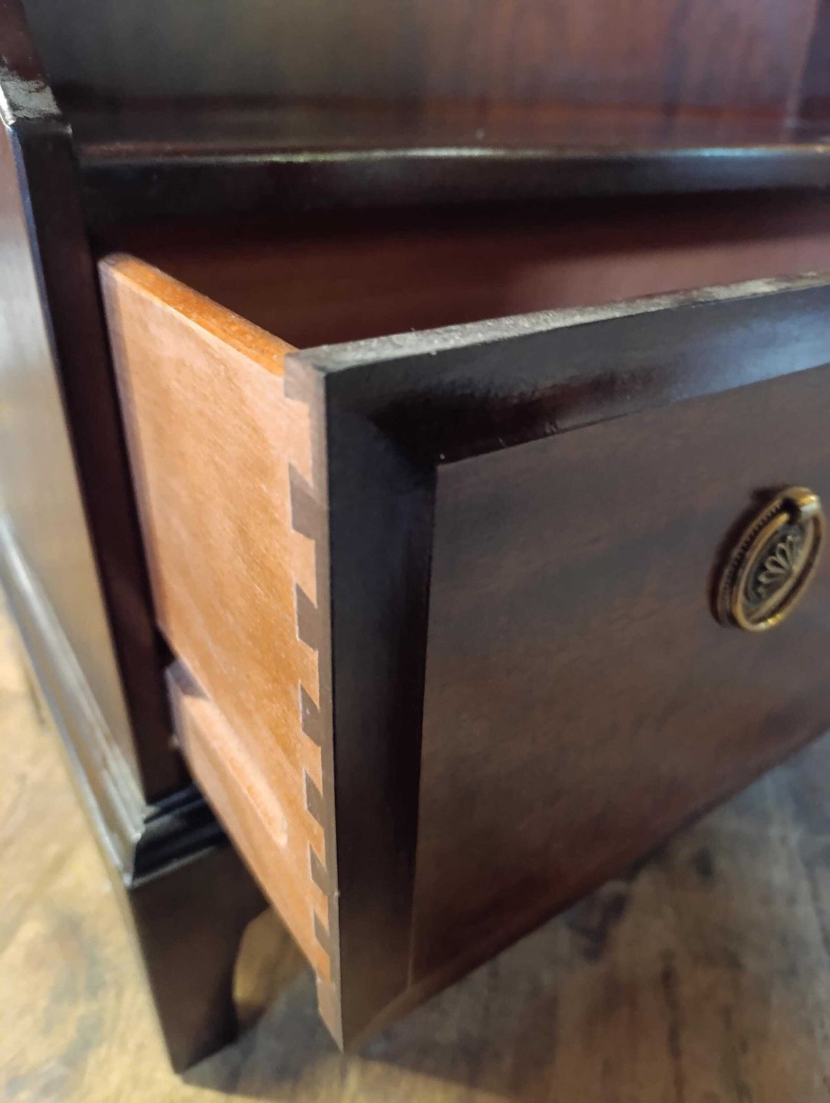 Stag Mahogany Open Bookcase With Drawer 1980s. photo vintage