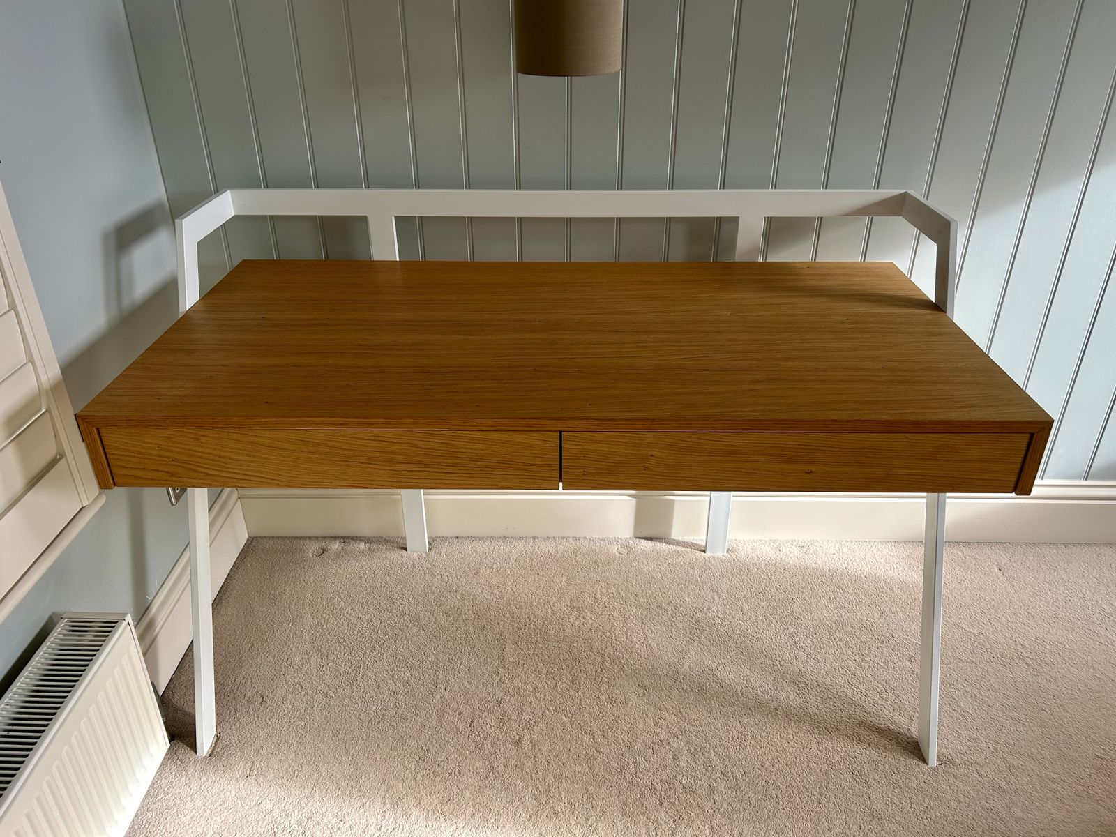 photo buy Bontempi Zac Desk Oak And White Painted Metal Contemporary