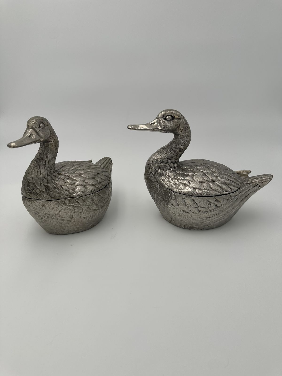 Set Of Two Ice Buckets Depicting A Duck In Silver Plated Metal By Mauro Manetti photo Home Decor