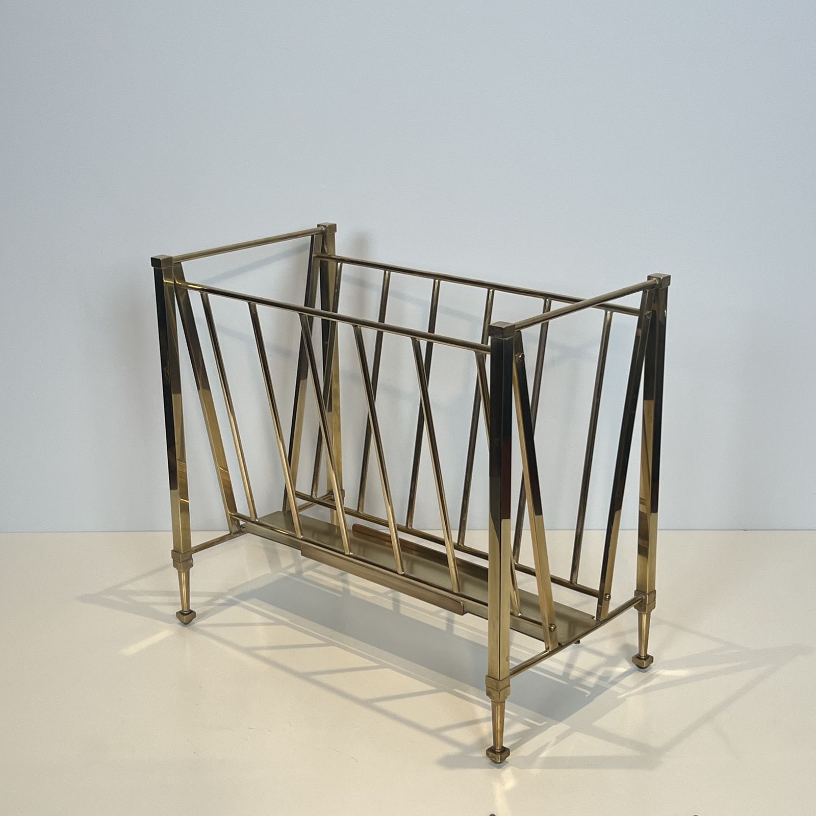 1350.0 Neoclassical Style Brass Magazine Rack Attributed To The Ramsay Company photo