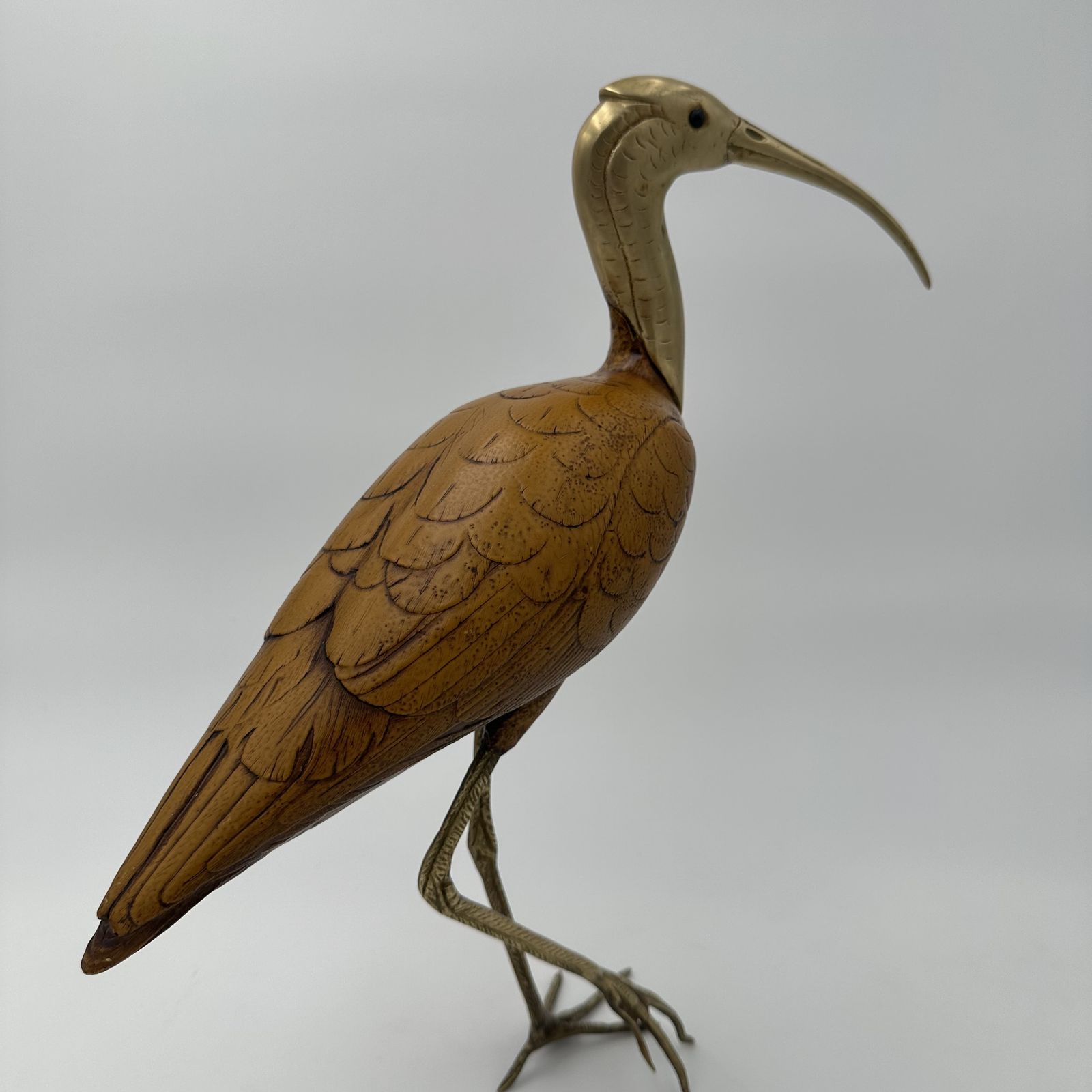 Pair Of Birds In Wood And Chiseled Brass photo vinterior