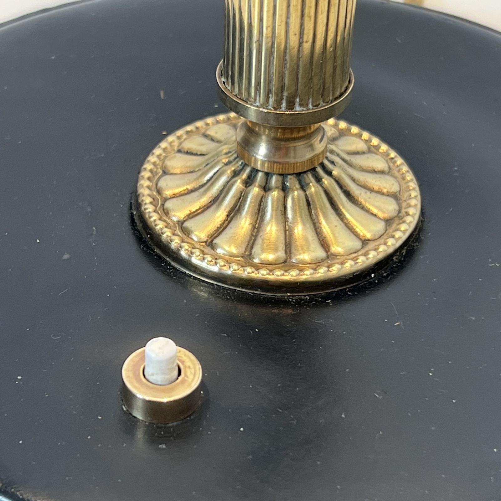 photo buy Black Leather And Brass Desk Lamp In The Style Of Jacques Adnet