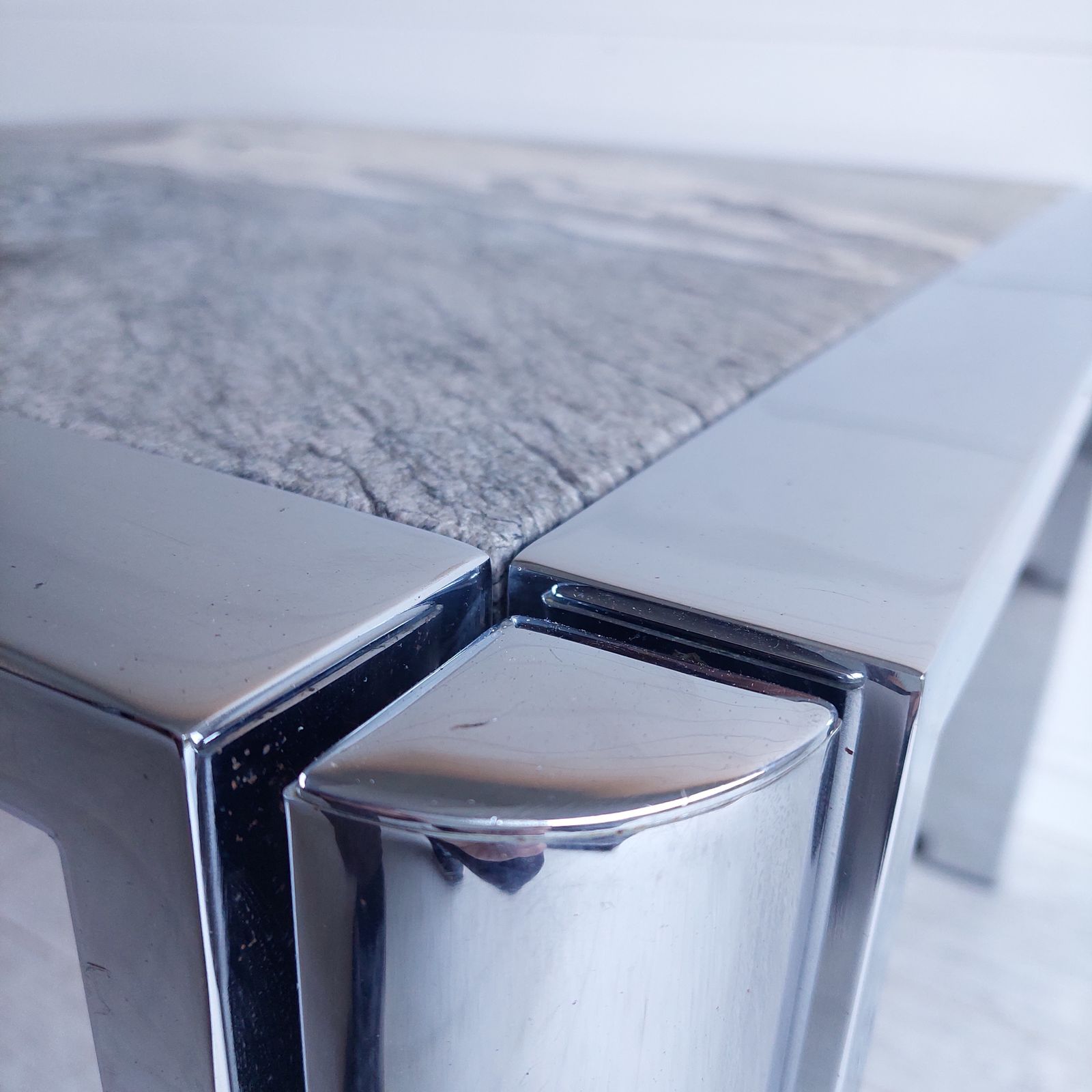 Mid Century Marble Stone And Chrome Coffee Table Italy 1970s Leon Rosen For Pace Style photo Furniture