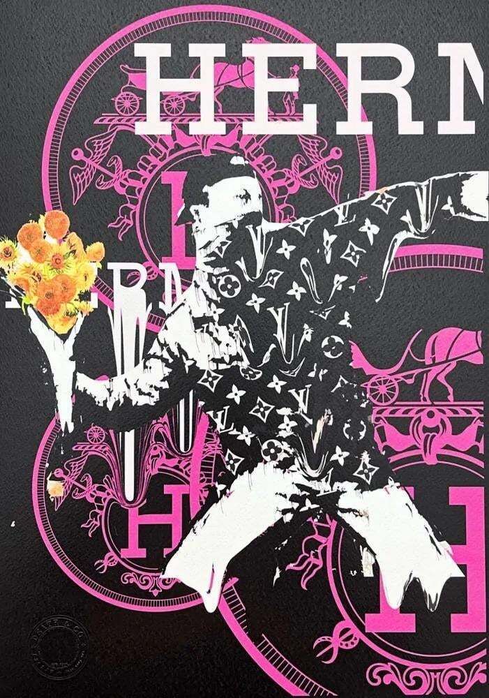 Death Nyc   Banksy Flower Thrower And Hermes   Limited Edition With Certificate photo for sale