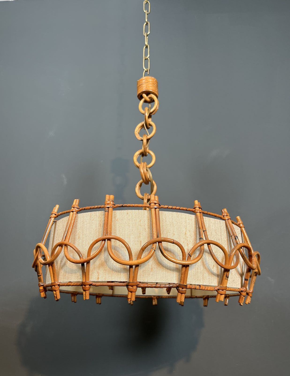 Rattan Chandelier In The Style Of Adrien Audoux And Frida Minet (Audoux Minet) photo furniture