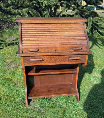 Swedish Roll Top Mid Century Oak Desk Delivery Available 0028. photo furniture