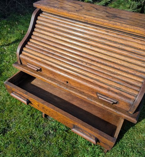 Swedish Roll Top Mid Century Oak Desk Delivery Available 0028. photo Furniture