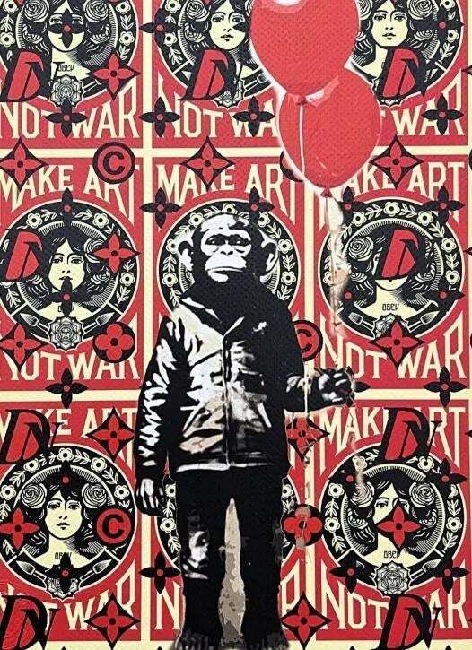 Death Nyc   Banksy Chimpanzee And Obey   Limited Edition With Certificate photo furniture