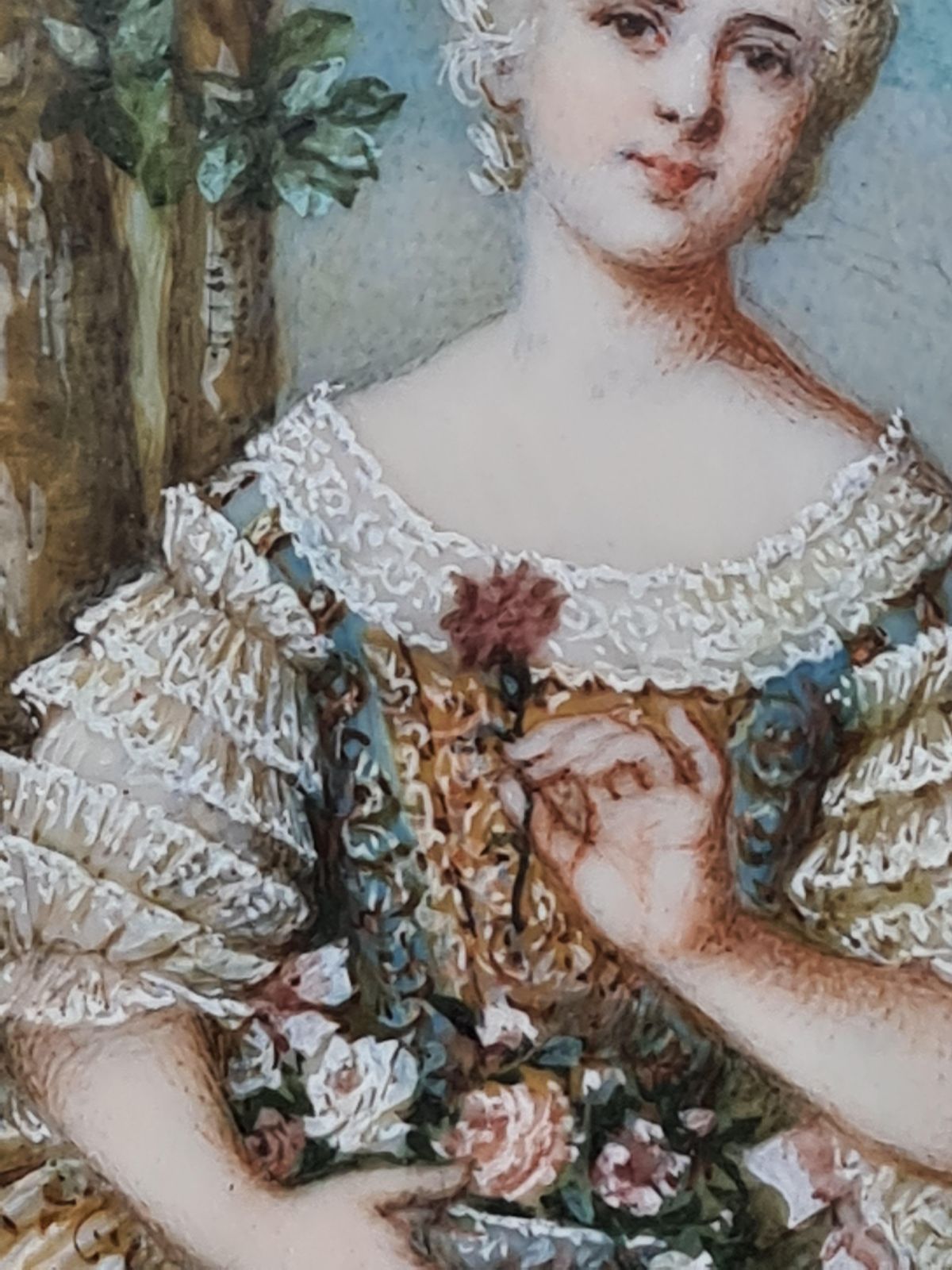 Friedrich August Von Kaulbach, Miniature Portrait Of 18th Century Lady, Gouache, Belle Epoque, Signed photo for sale