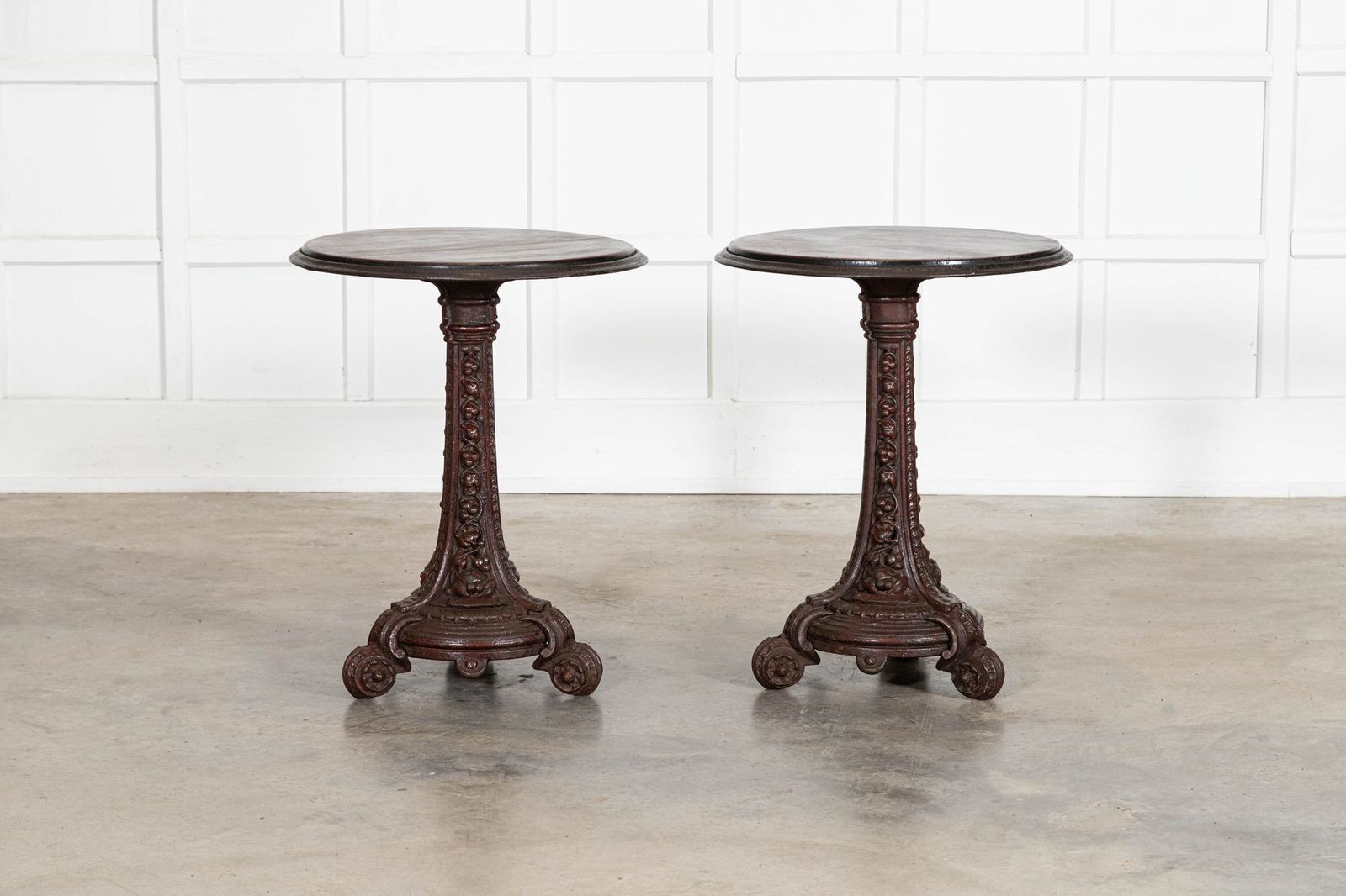 Pair English 19thc Mahogany Painted Cast Iron Tavern Tables photo buy