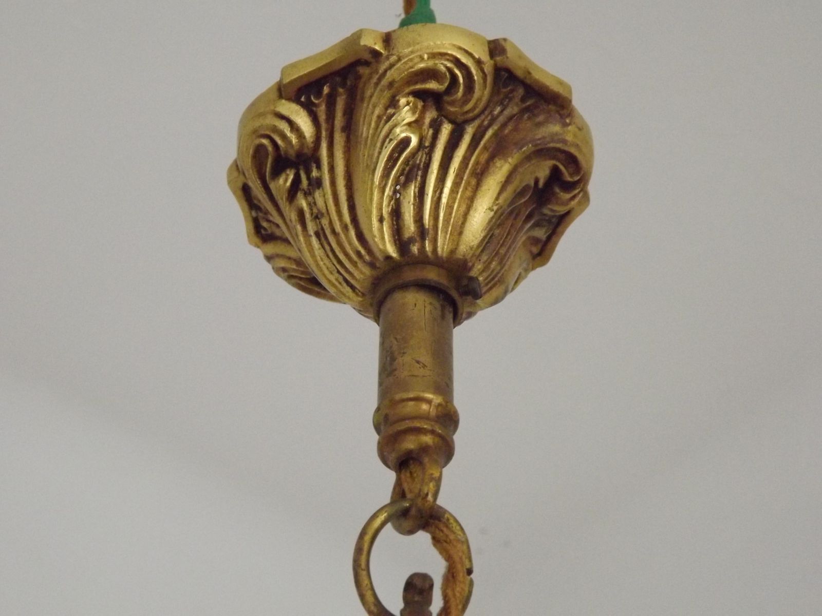 French Art Nouveau Style 3 Light Quality Bronze Chandelier photo vinterior