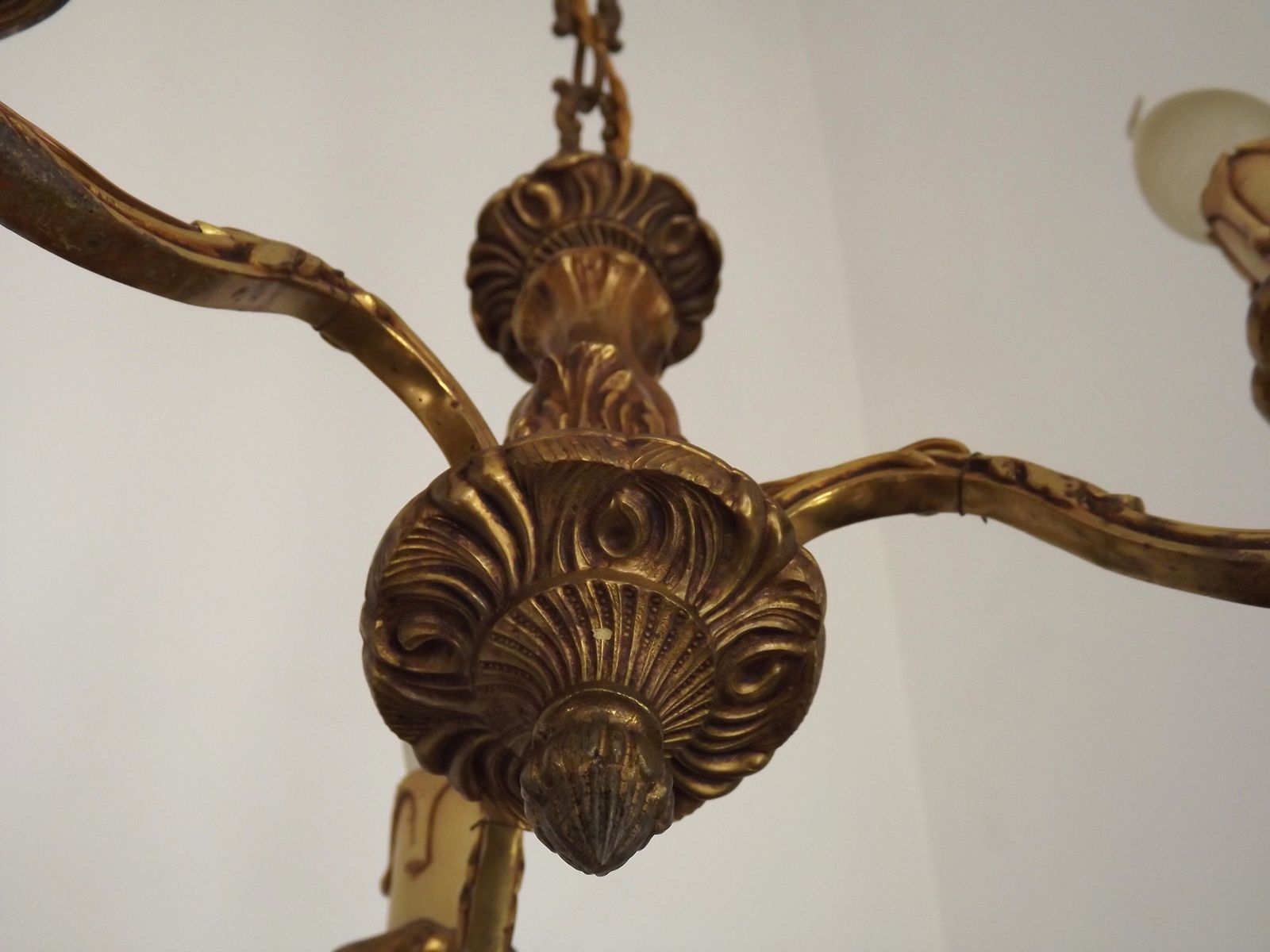 photo furniture Lustre à 3 lumières de style Art Nouveau français en bronze