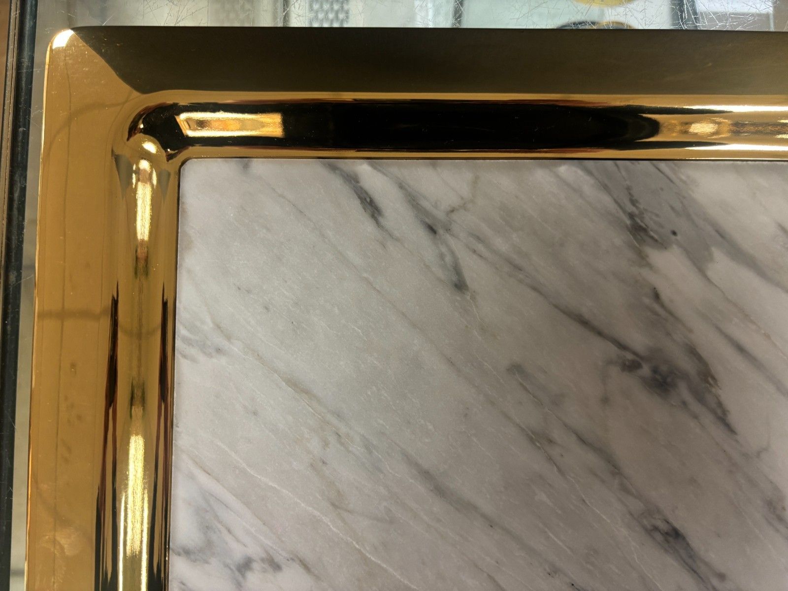 Anna New York Rablabs Carnico Italian Marble & Gold Metal Dual Tray Boxed photo for sale