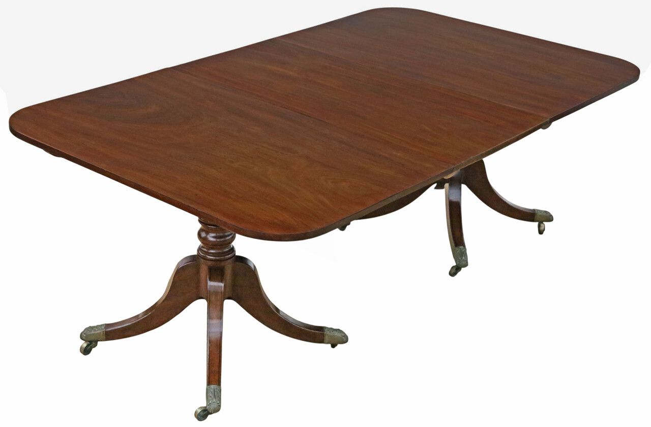 Antique 19th Century Georgian Mahogany Extending Dining Table – Large Twin Pedestal