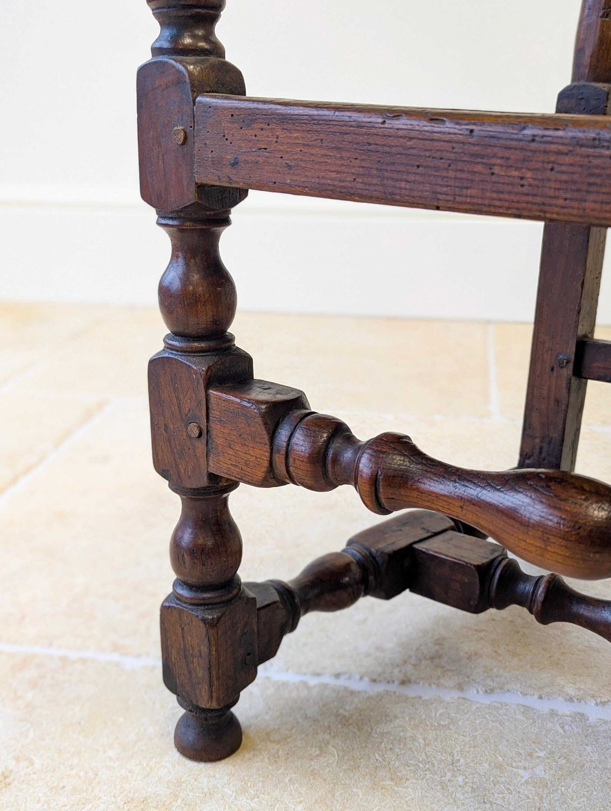 Furniture Antique William And Mary Oak Armchair C.1700 photo