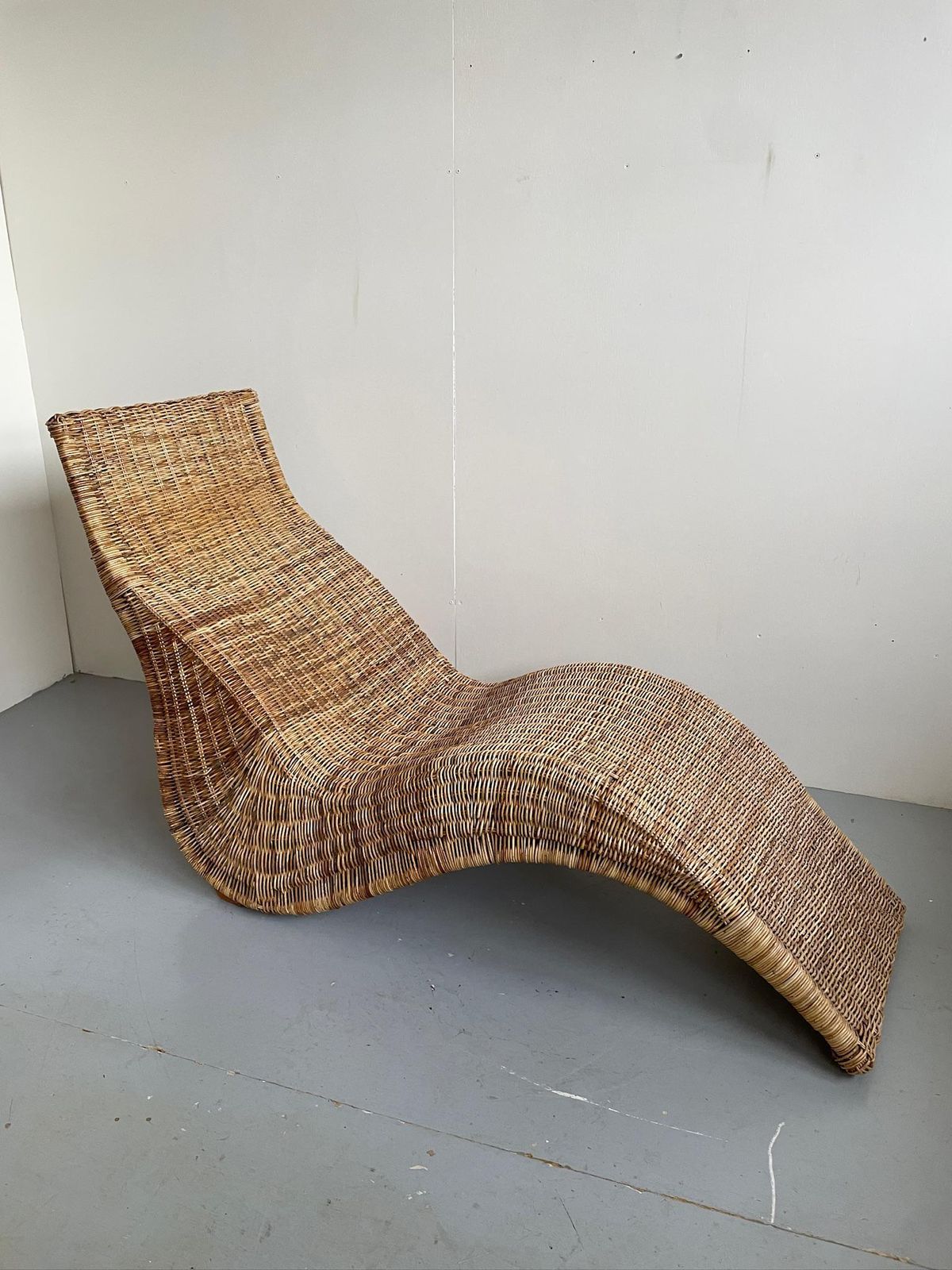 Vintage Ikea Karlskrona Chaise Longue Rattan, Wicker Bamboo 90s Postmodern photo vinterior