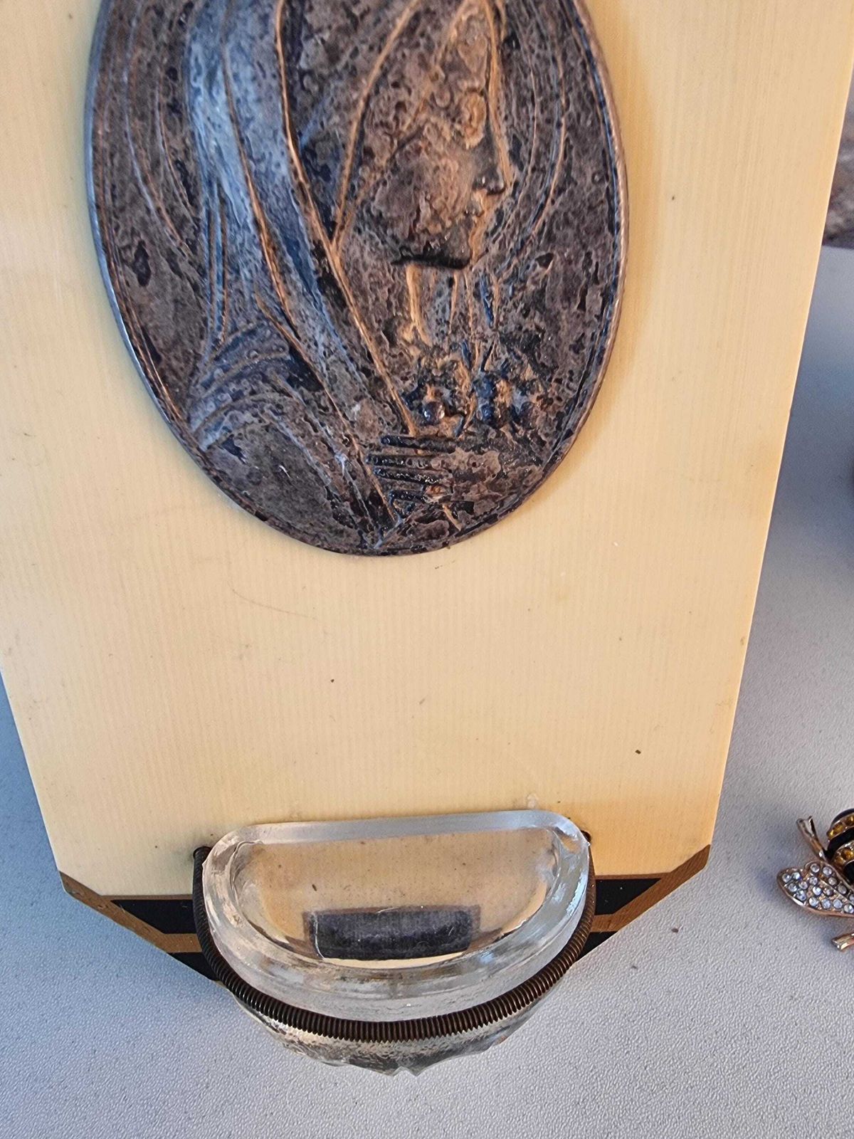 Antique French Wall Holy Water Font   Bakerlite 1920's Religious Decor photo for sale