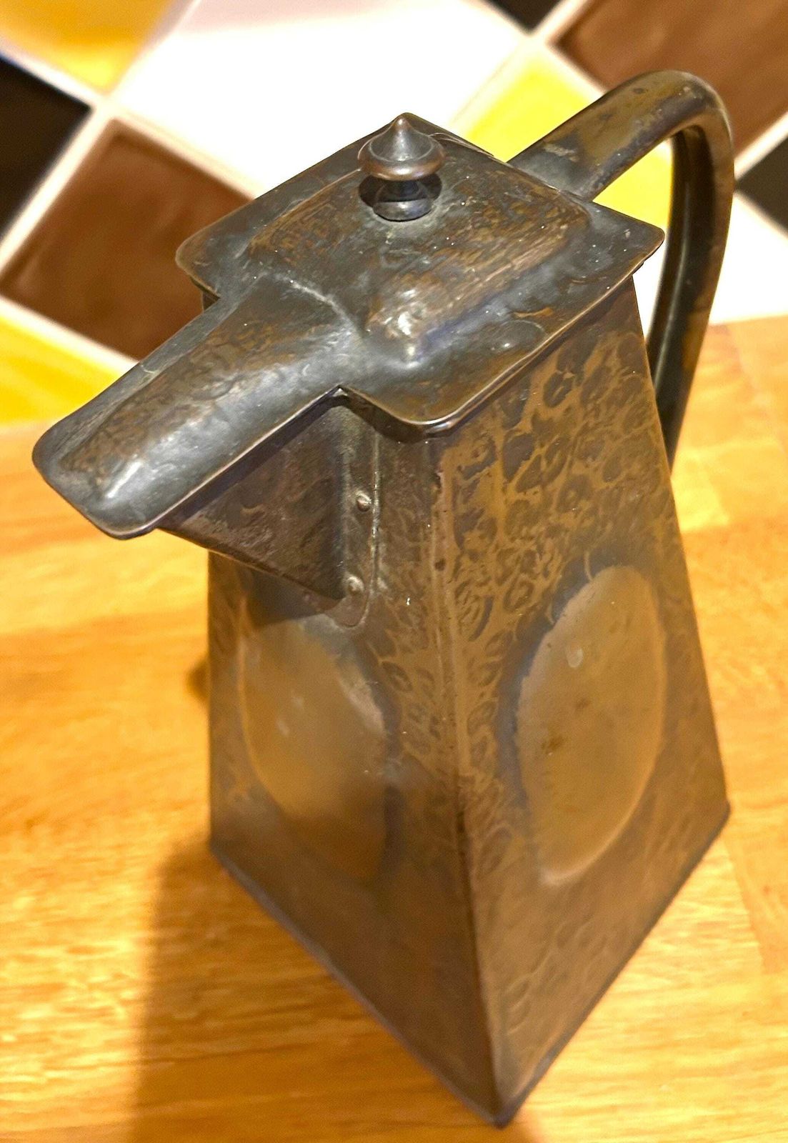 J & F Pool Arts And Crafts Teapot Copper Antique Jug Vintage Victorian Vase Rare Metal Pot Coffee Art Nouveau photo 215.0
