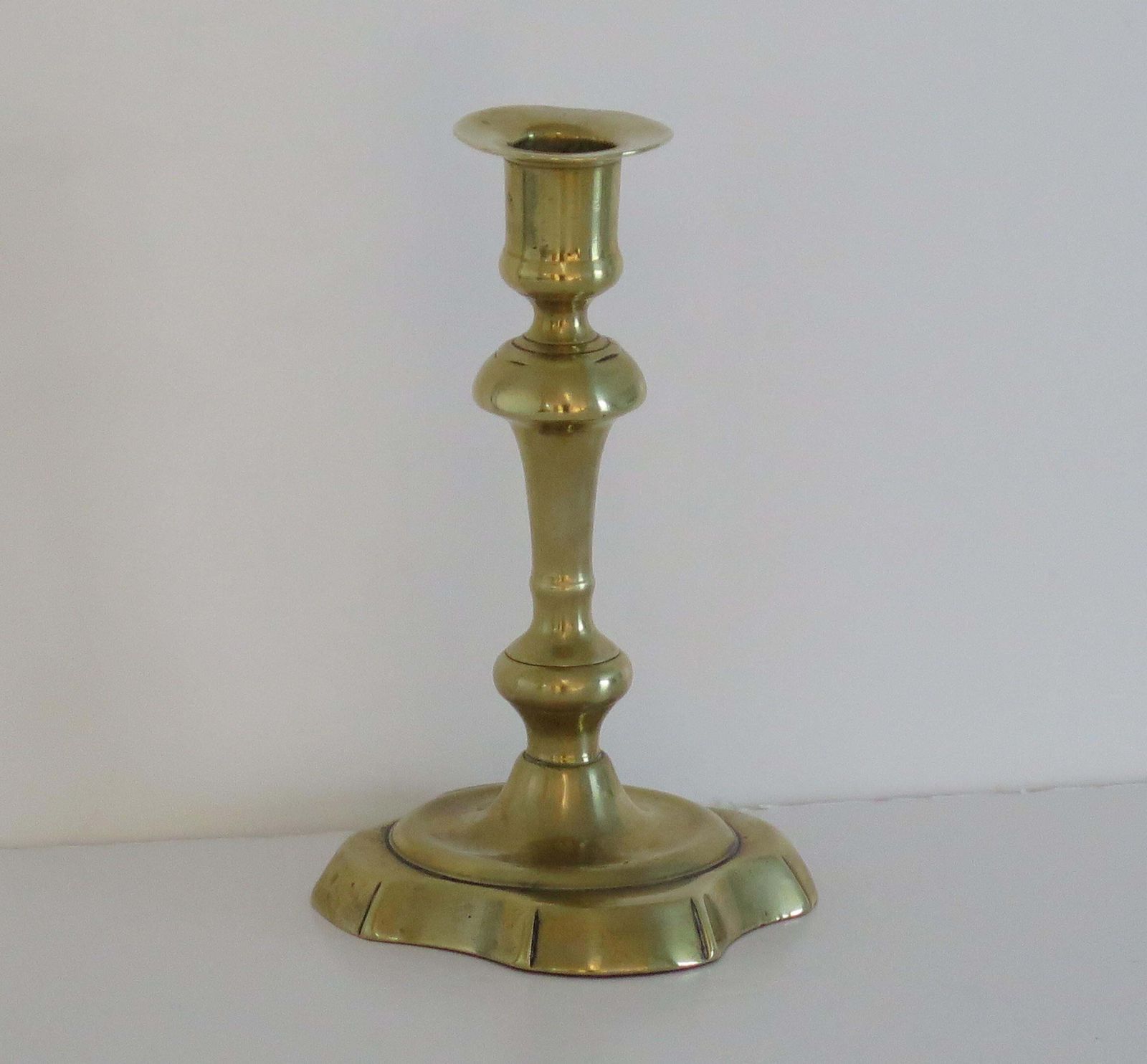 Antique English Candlestick Solid Brass George II, Circa 1735, Heavy photo for sale