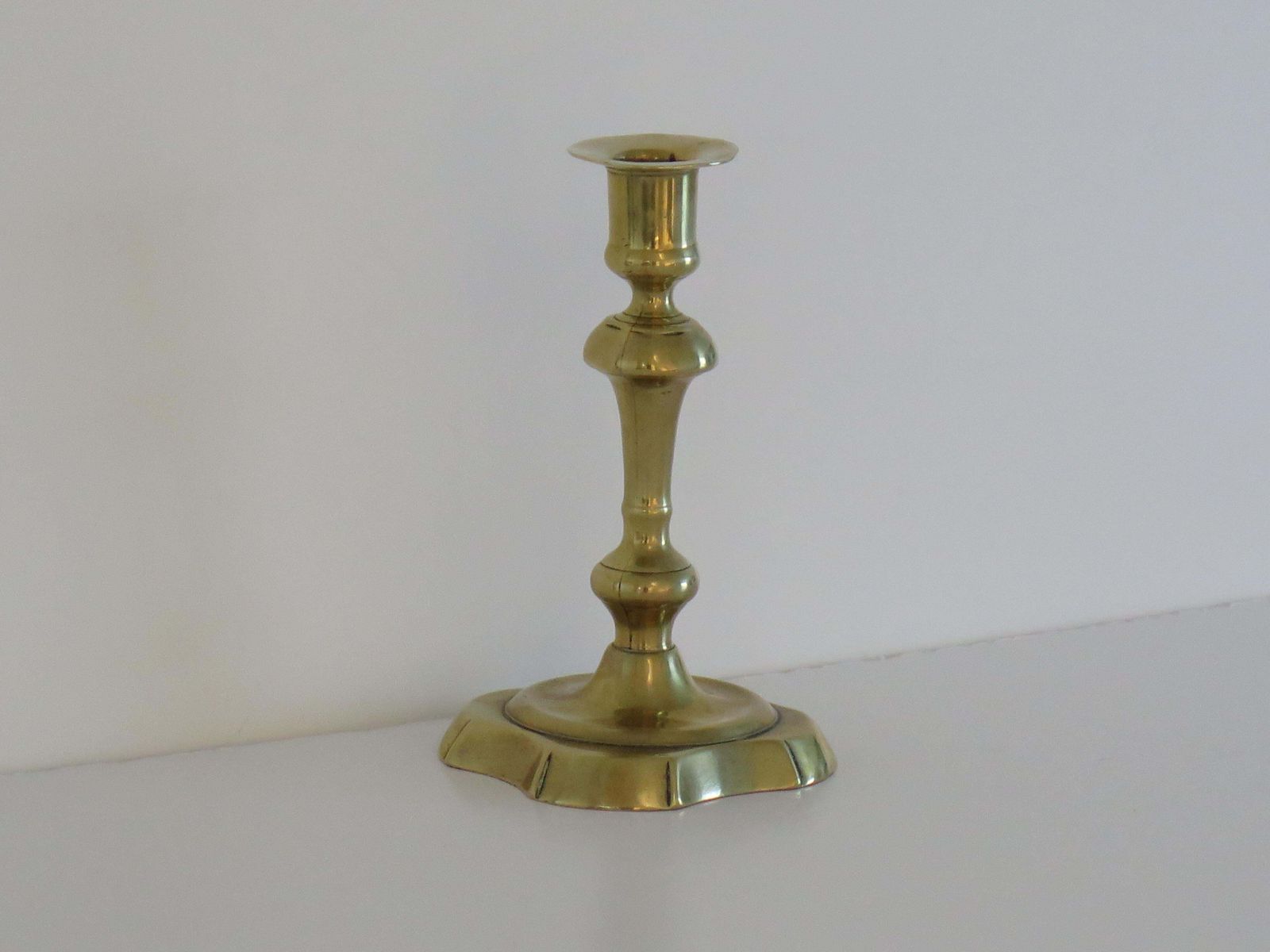 Antique English Candlestick Solid Brass George II, Circa 1735, Heavy photo buy