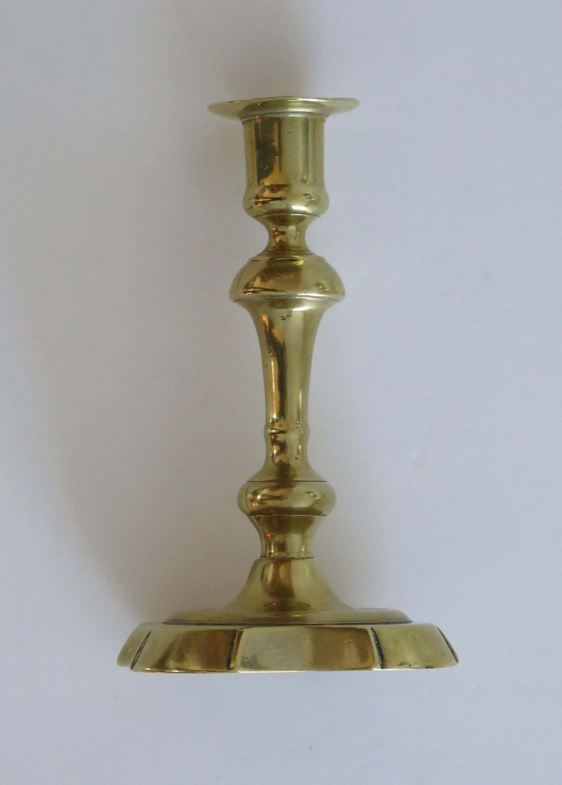 Home Decor Antique English Candlestick Solid Brass George II, Circa 1735, Heavy photo