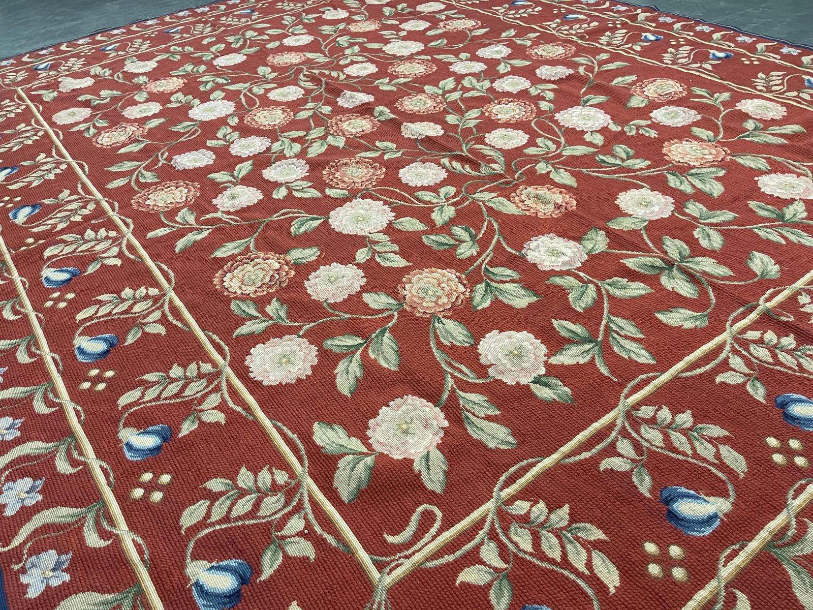Traditional Carpet Aubusson Style Area Rug Handwoven Wool Needlepoint photo vintage