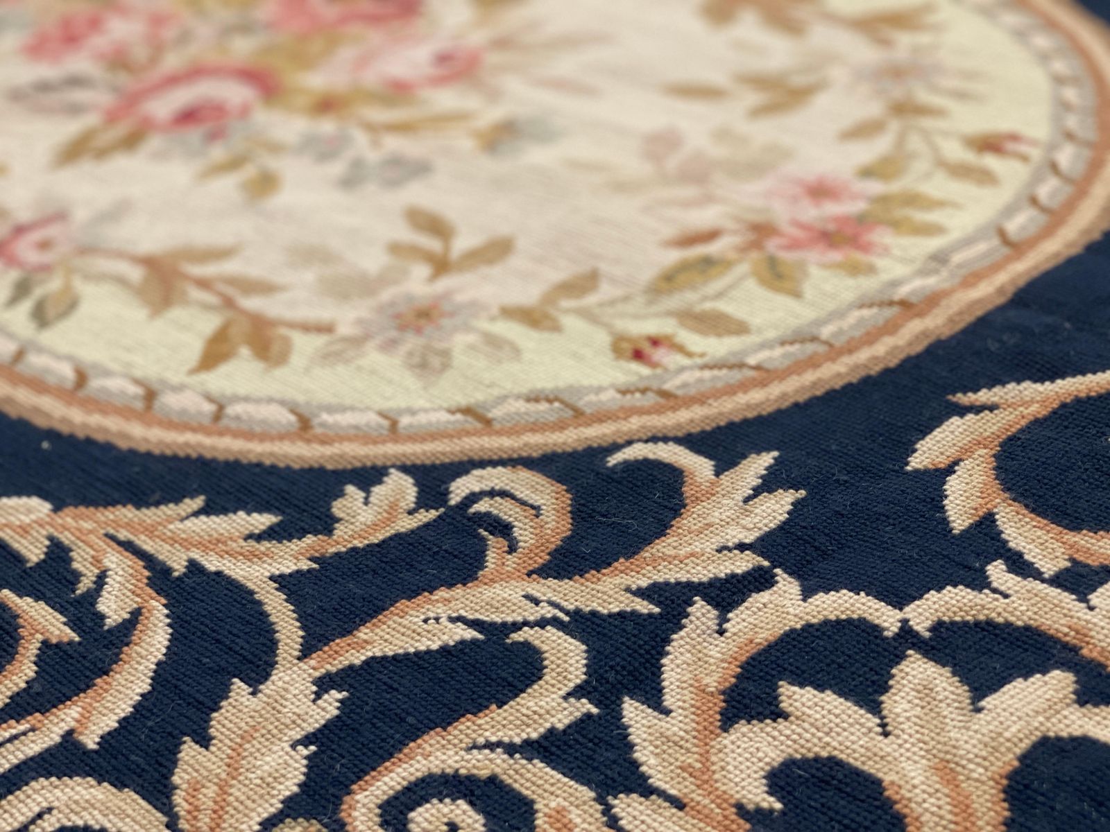 Navy Carpet Aubusson Rug Area Handwoven Wool Needlepoint Home Decor photo buy