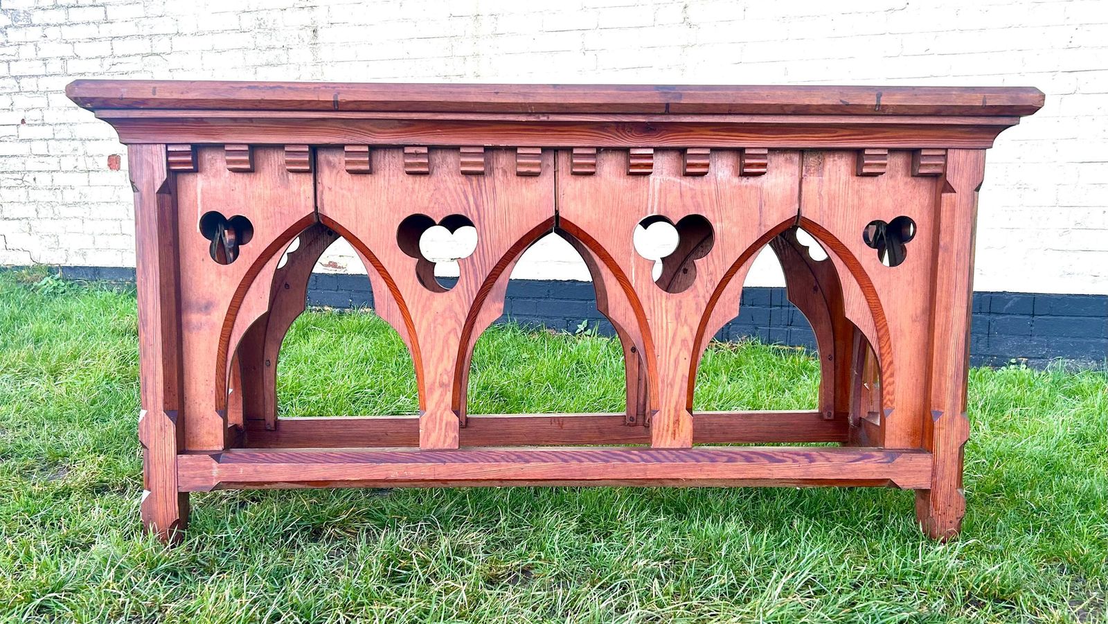 Gothic Pitch Pine Dining Table Vintage Kitchen Country Industrial Wooden Old Wooden Side Antique Refectory Island Console Coffee Occasional photo furniture