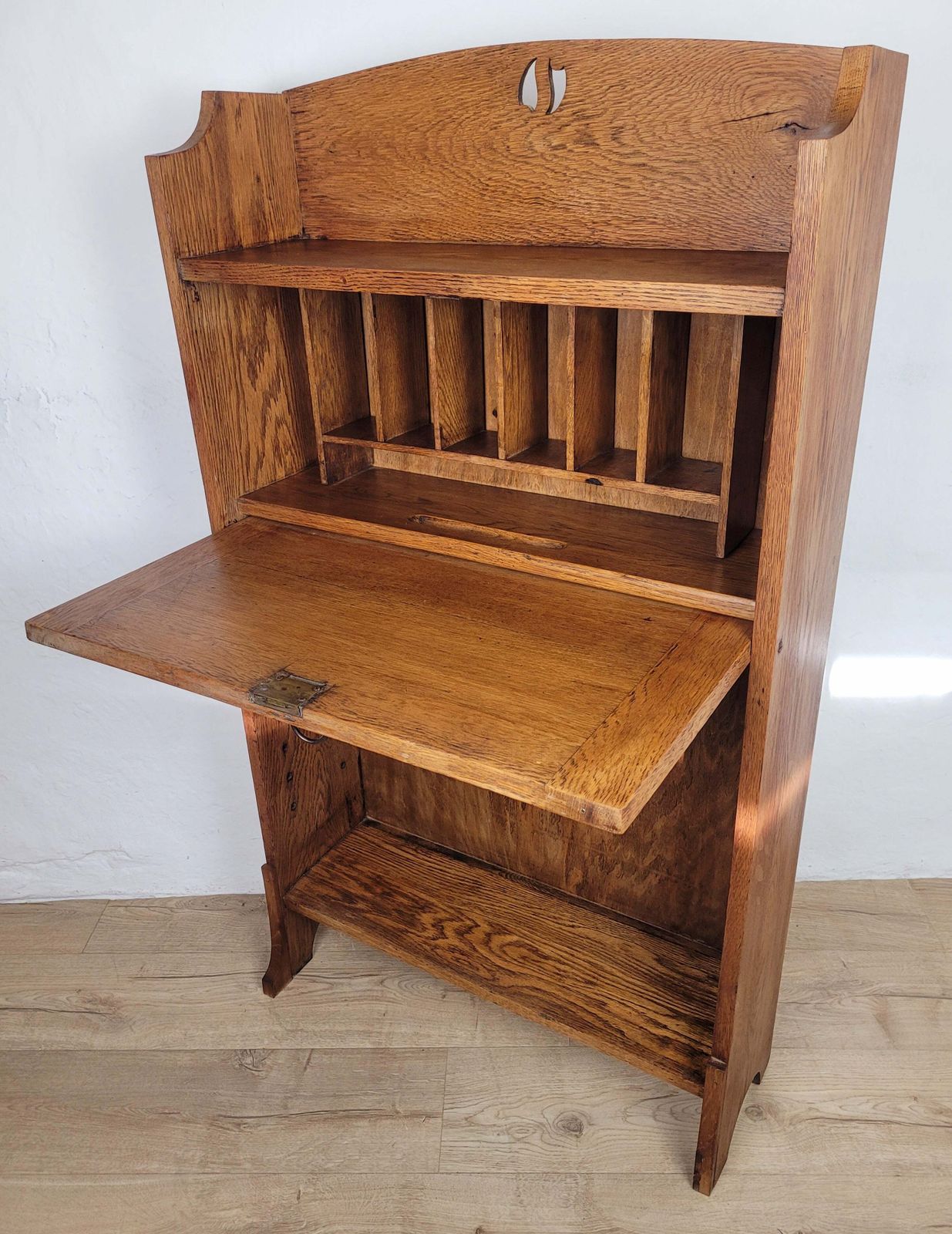 Student Writing Desk Arts & Crafts Oak Country Vintage 1950s photo for sale