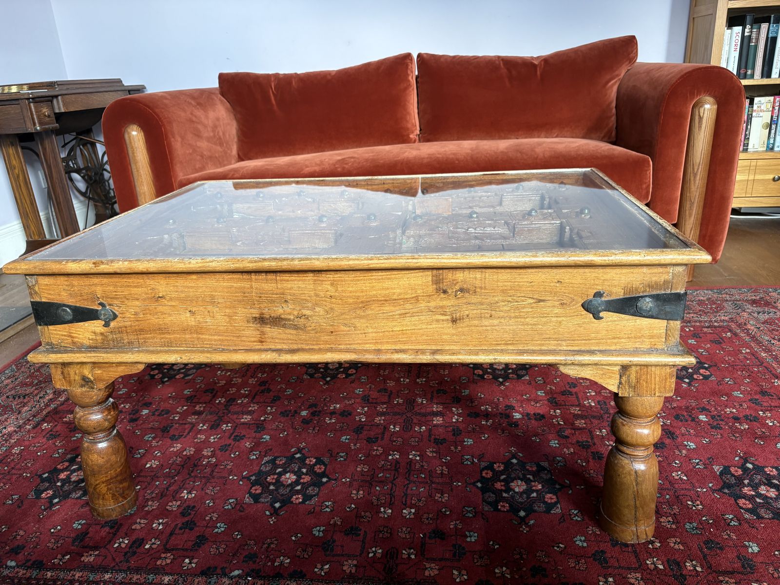 Antique Indian Reclaimed Palace Carved Teak Coffee Table photo for sale