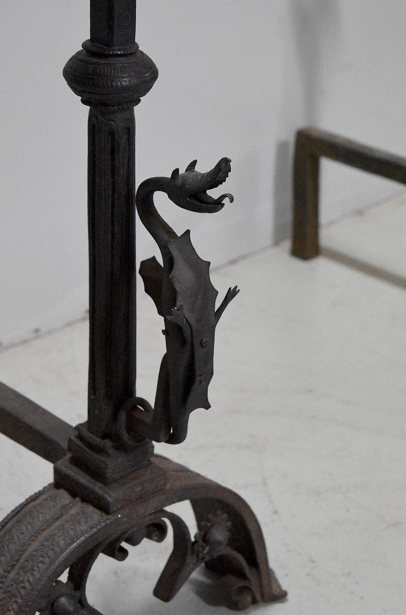 Pair Of Andirons Castles 18th photo vinterior