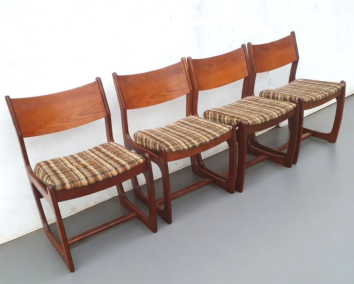 Set Of Four Mid Century Modern  "Danish Range" Teak Chairs By Portwood