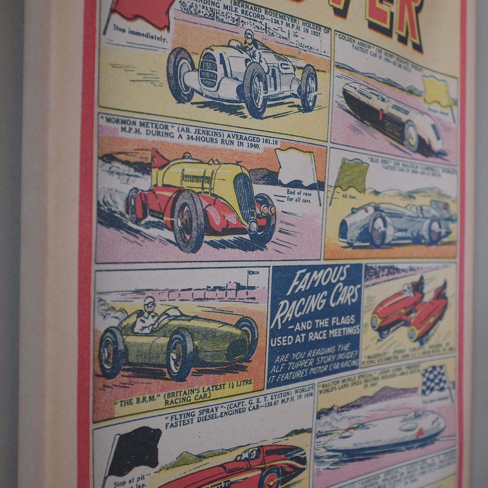 Canvas Print Of Vintage Rover Comic With Classic Racing Cars photo for sale