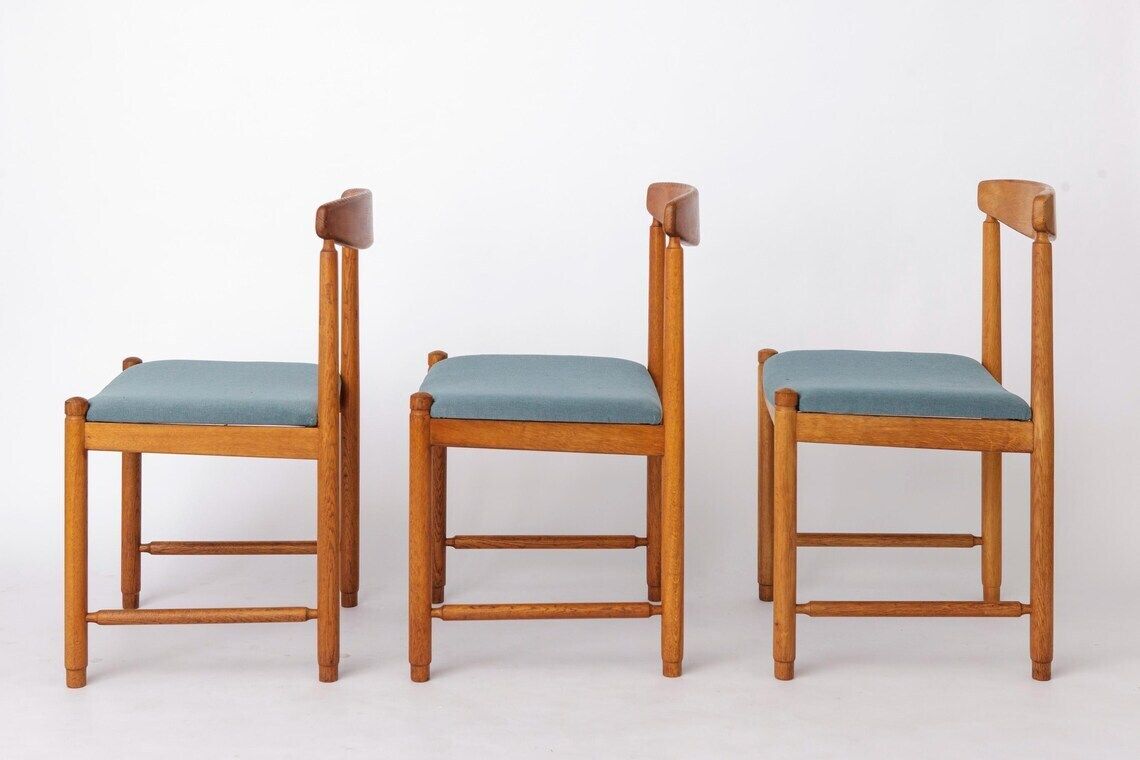 Set Of 5 Vintage Oak Dining Chairs Germany 1960s Mid Century Modern photo Furniture