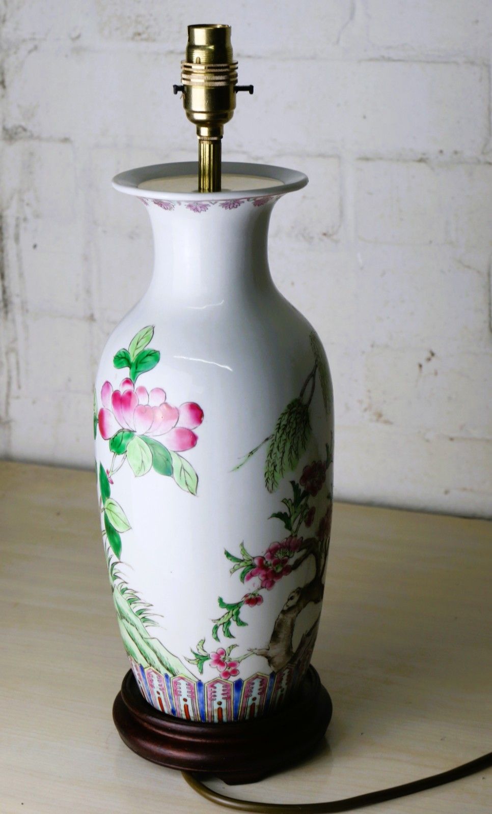 Vintage Table Lamp Carlos Remes Chinese Swallows Oriental Chinese Ceramic Vase photo 112.0