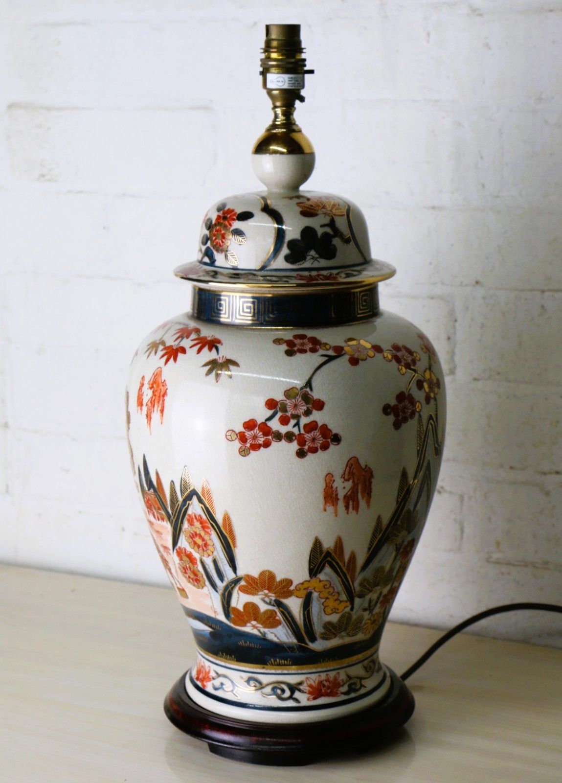 Table Lamp Oriental Rochamp Vintage Ceramic Ginger Jar Lamp Rare Very Large 1989 photo buy