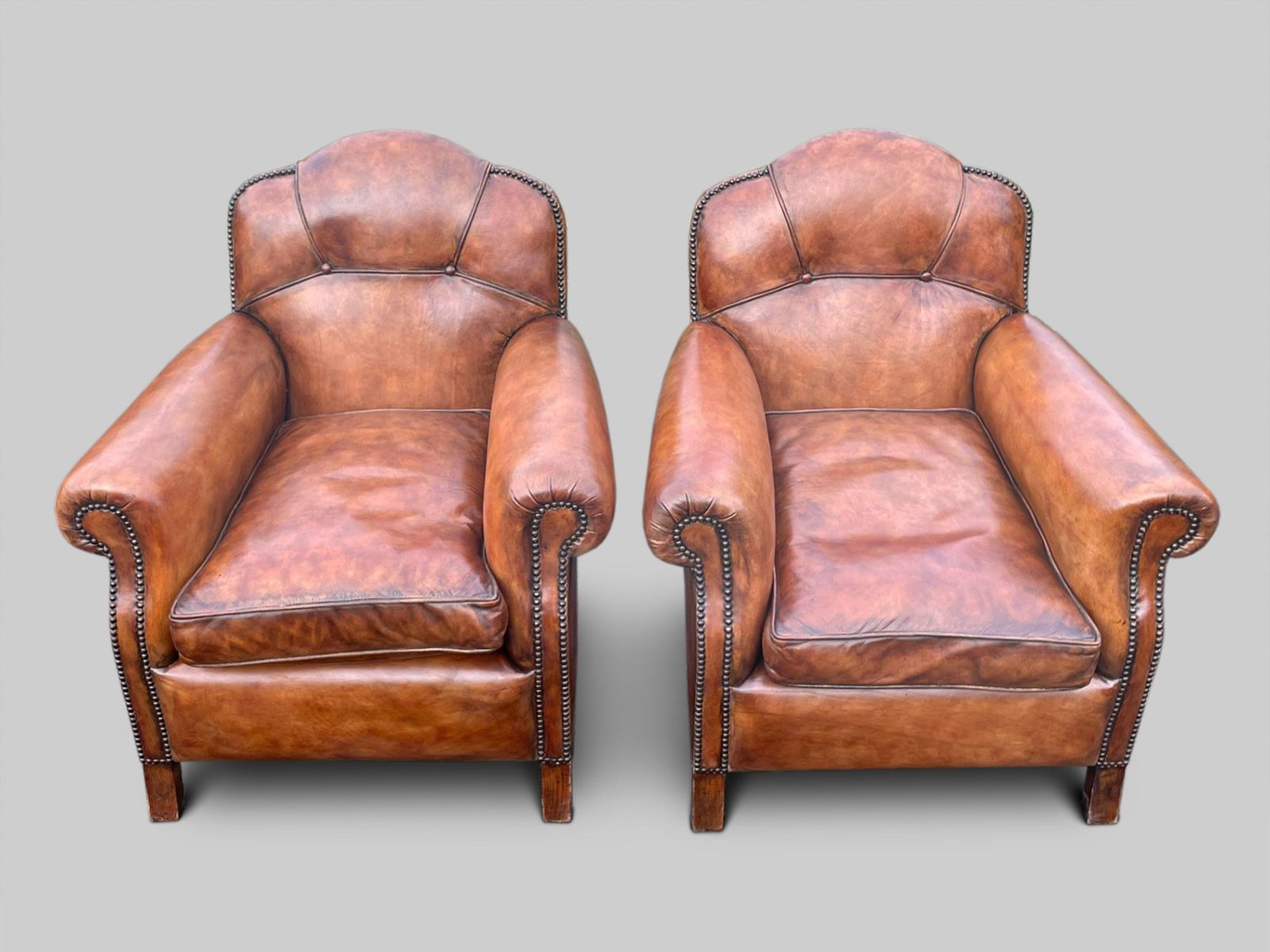 Pair Of 20th Century French Leather Club Chairs