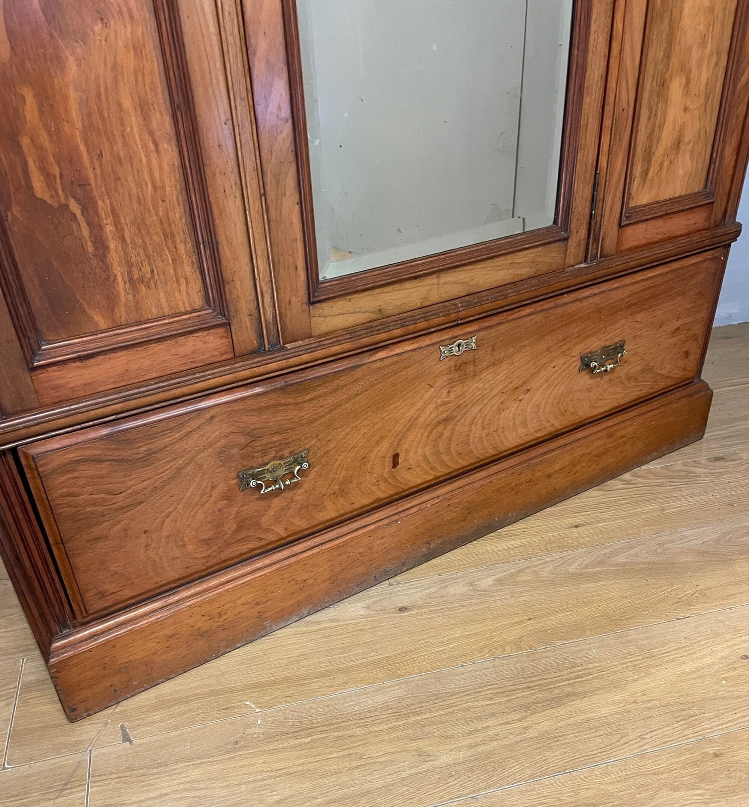 Late C19th Arts And Crafts Satin Walnut Wardrobe photo for sale