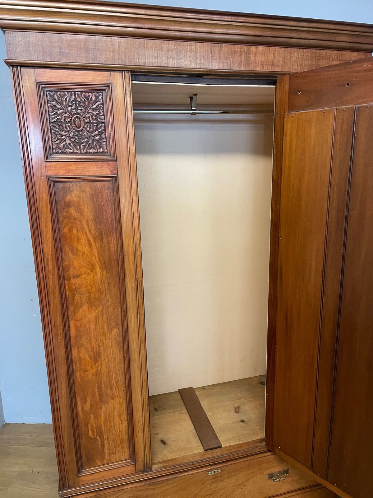 Late C19th Arts And Crafts Satin Walnut Wardrobe photo buy