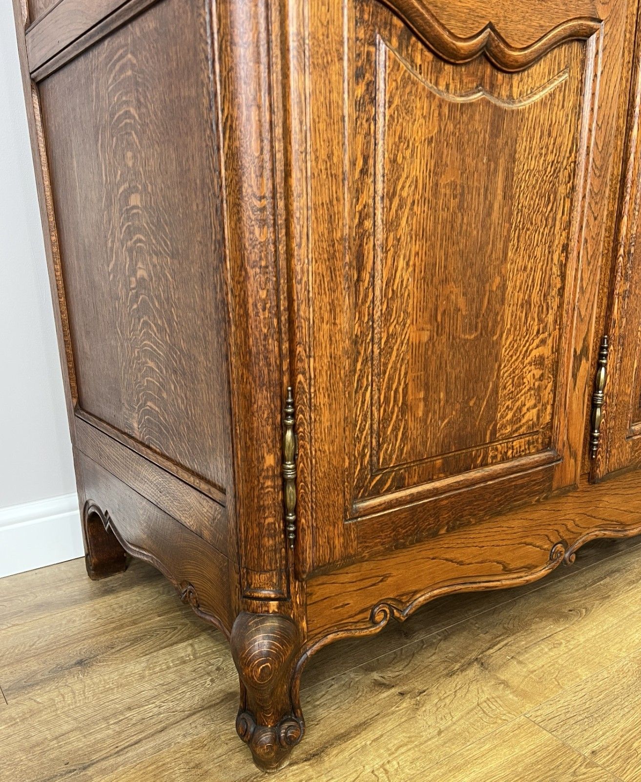 849.0 Wardrobe Vintage French Louis XVI Style Oak Four Door Carved Armoire Lot 4827 photo