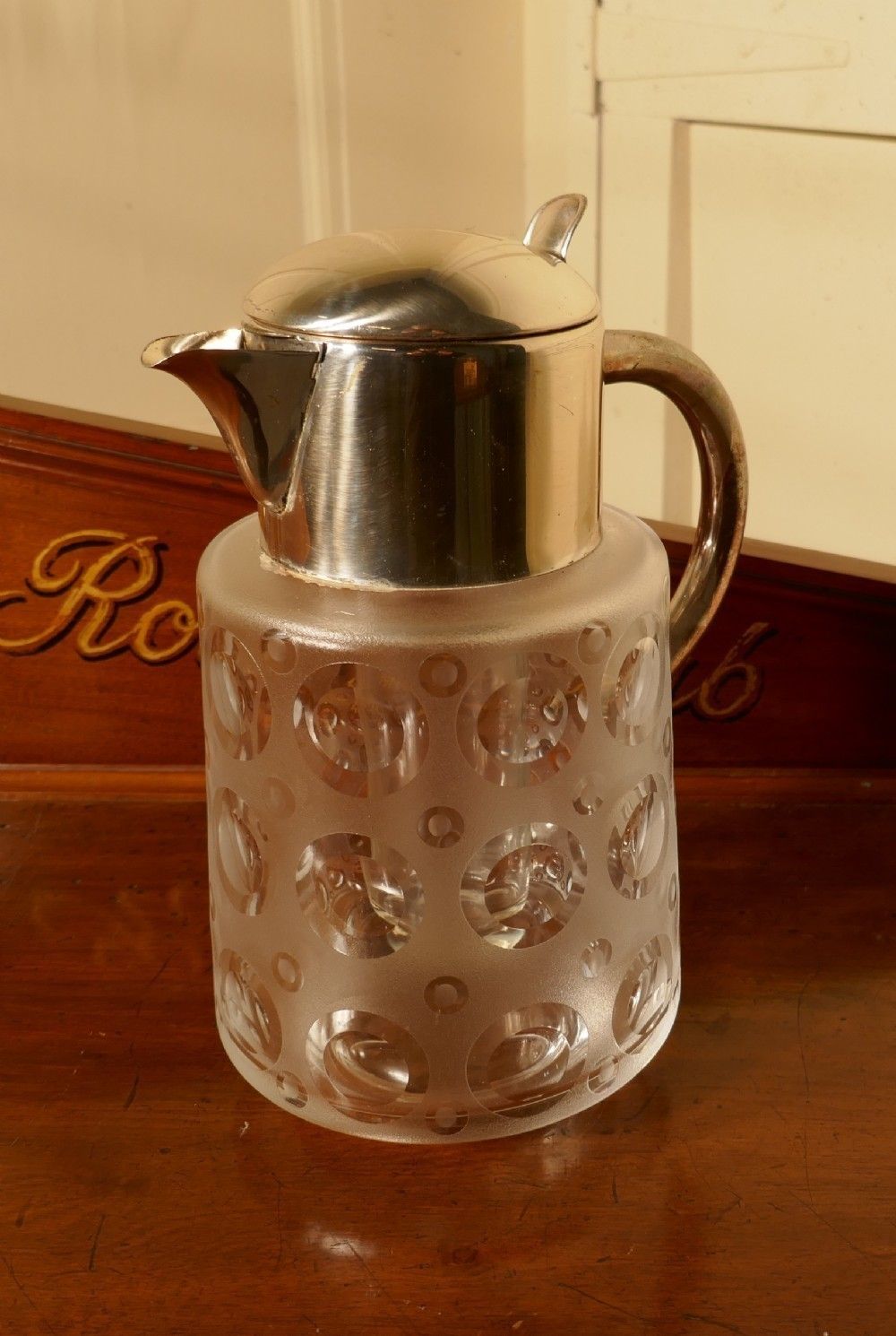 German Art Deco Crystal And Silver Plated Chiller Jug photo for sale