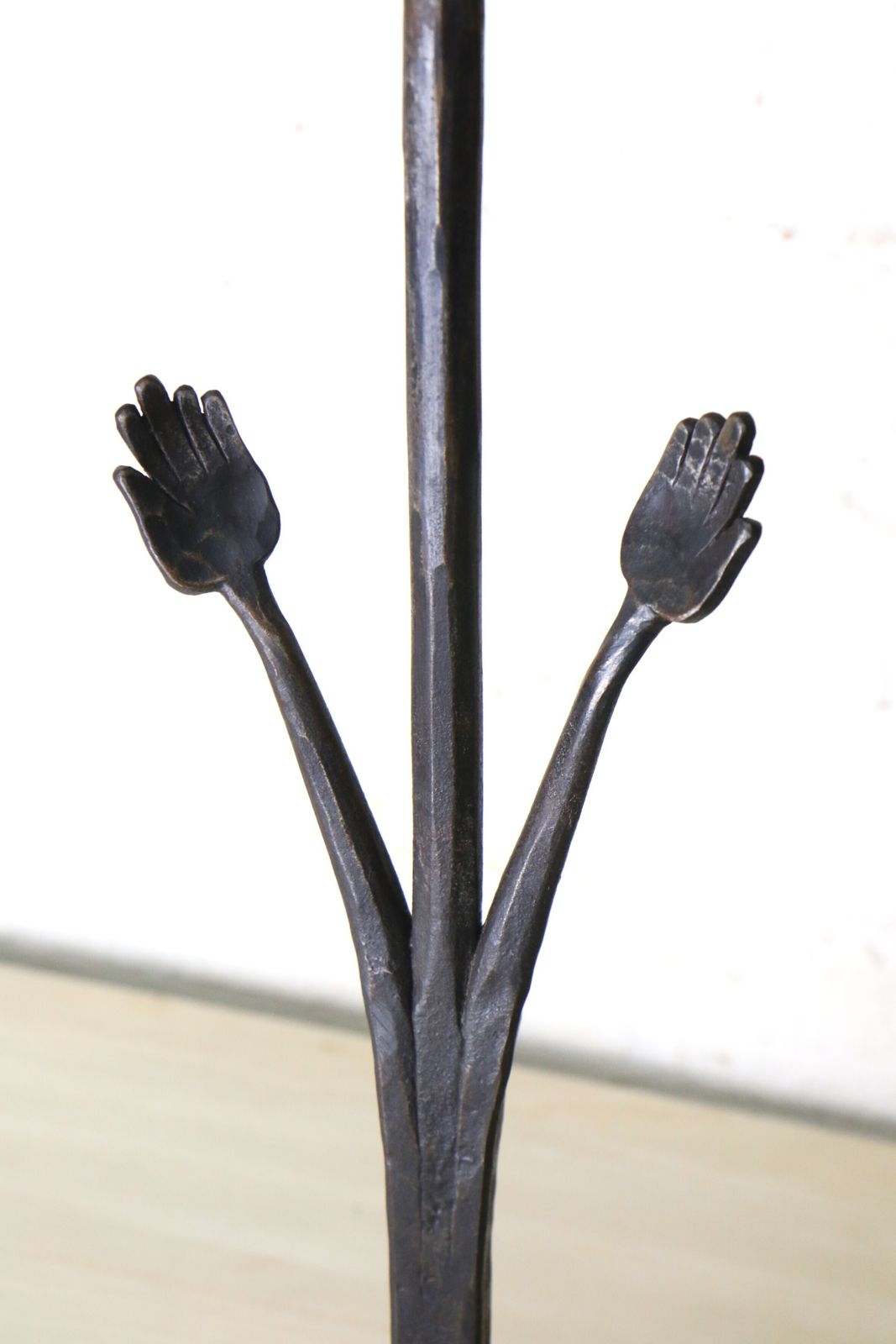 A Unique & Large Wrought Iron Sculptural Candlestick Featuring A Bird And Hands Freedom Beautifully Made photo buy