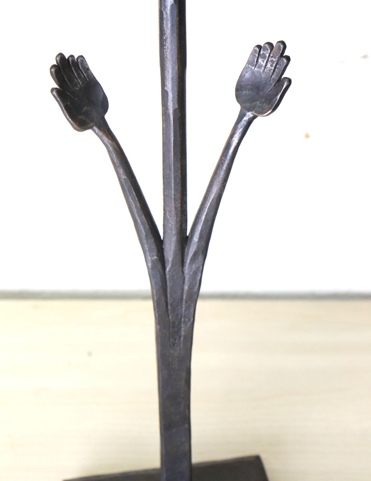 photo furniture A Unique & Large Wrought Iron Sculptural Candlestick Featuring A Bird And Hands Freedom Beautifully Made