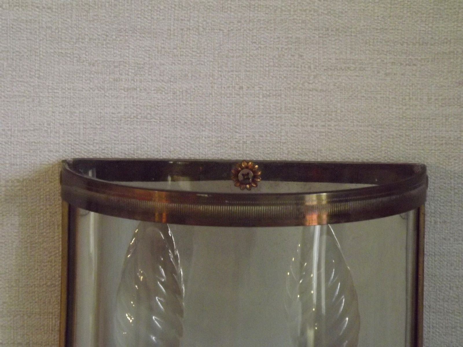 photo furniture Pair Of French Mid Century Double Brass And Chrome Wall Sconces With Half Round Glass Fronts