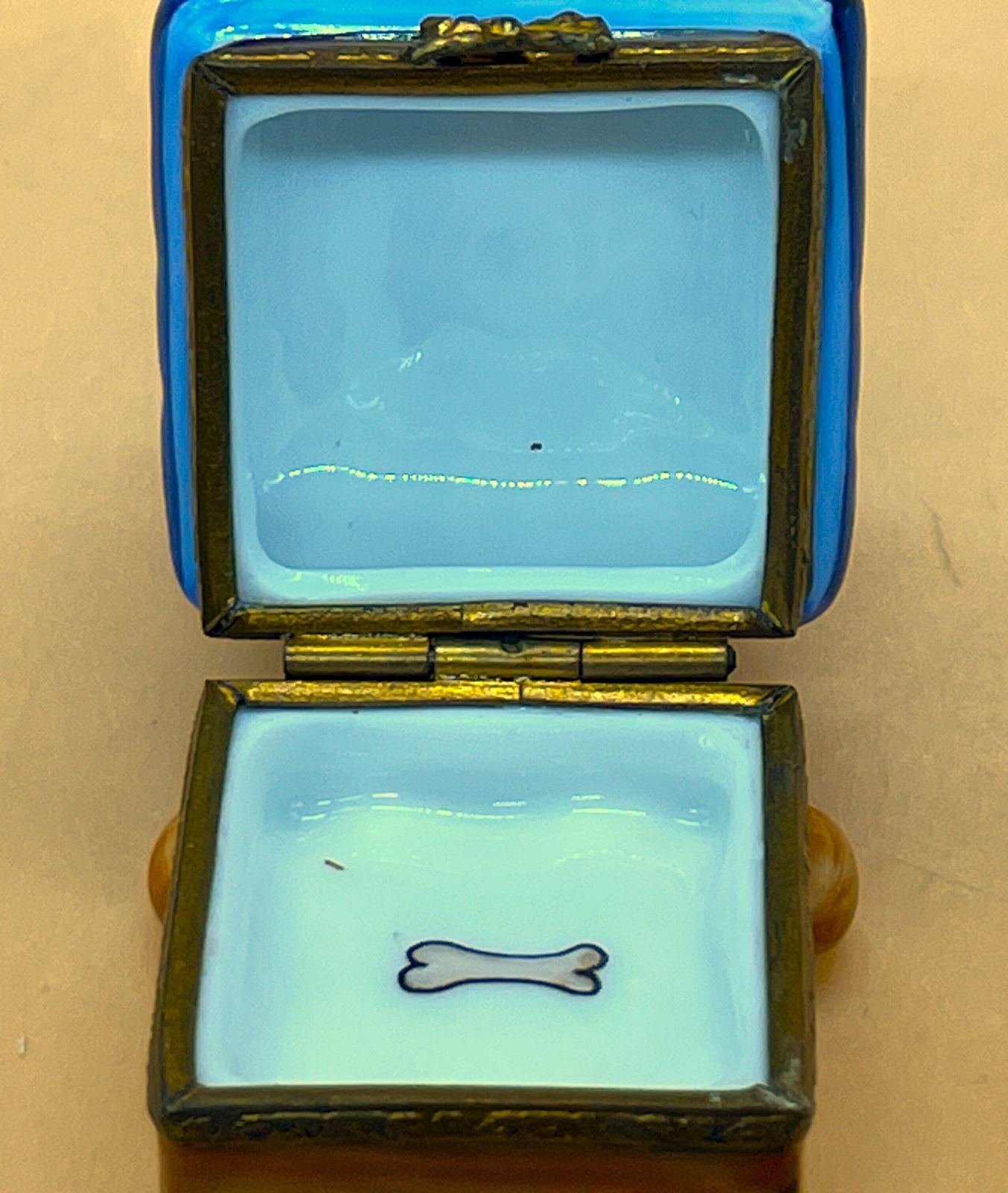 Dubarry Limoges Porcelain France Pug Dog With Bone Shaped Hinged Trinket / Jewelry Box. photo buy