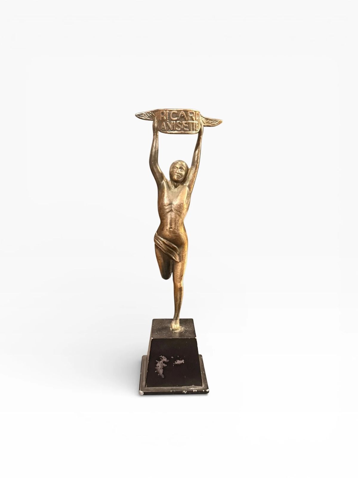 Ricard Anisette Advertising Figure – French Cast Metal Statuette C.1950s photo vinterior