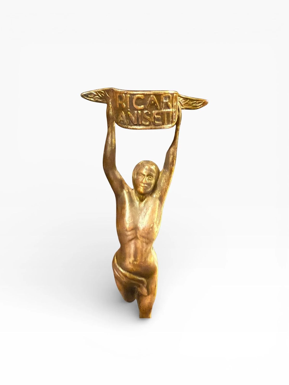 Ricard Anisette Advertising Figure – French Cast Metal Statuette C.1950s photo vintage