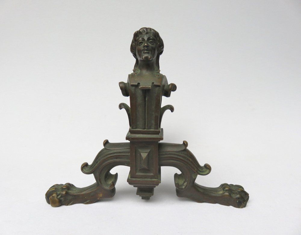 Historicist Bronze Andirons, 19th Century, Set Of 2 photo furniture