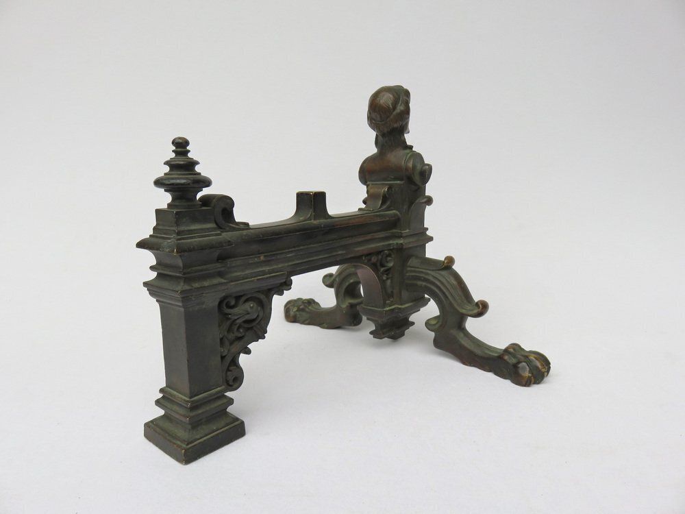 Historicist Bronze Andirons, 19th Century, Set Of 2 photo buy